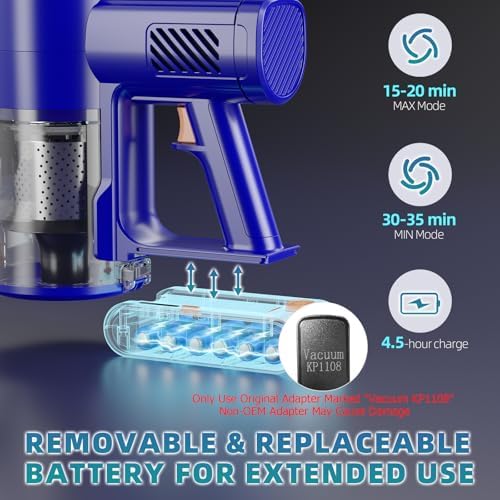 Cordless Vacuum Cleaner with 180 Bendable Wand and Touch Screen