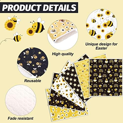 Whaline Bee Dish Cloths 6 Pack Yellow Black Hand Drying Tea Towels
