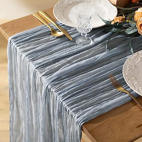 2 Pack 10 Ft Dusty Blue Cheesecloth Table Runners