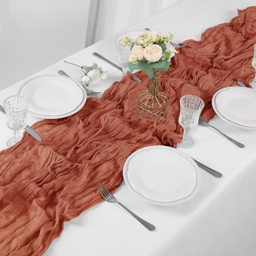 Bailarina 12 Pack Terracotta Cheesecloth Table Runner 17x108 Inch