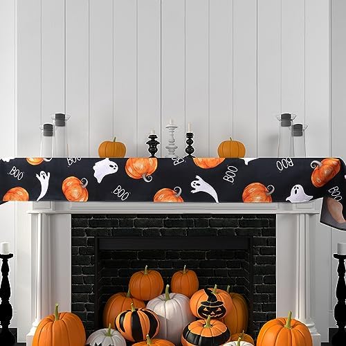 Halloween Table Runner Black Ghost Pumpkin Decor