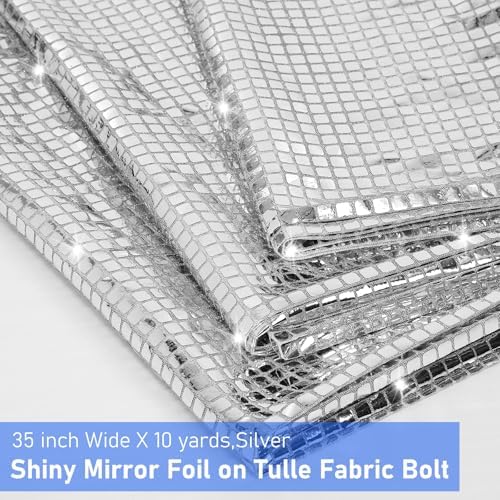 35 Inch x 10 Yard Silver Glitter Table Runner