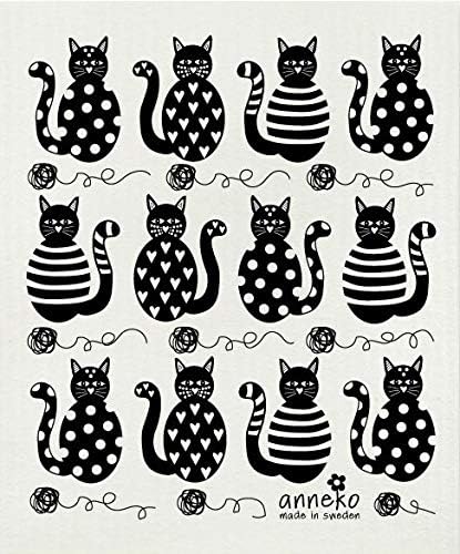 Anneko Reusable Swedish Dishcloth 2-Pack Black Cats