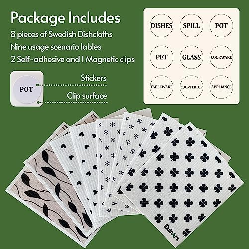 Eulnars Reusable Paper Towels 8-Pack with Clips