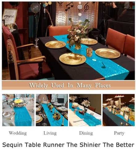 ShiDianYi Turquoise Sequin Table Runners 5 Pack