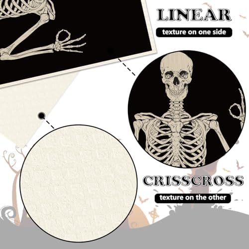 Whaline 4Pcs Halloween Skeleton Dishcloth Set