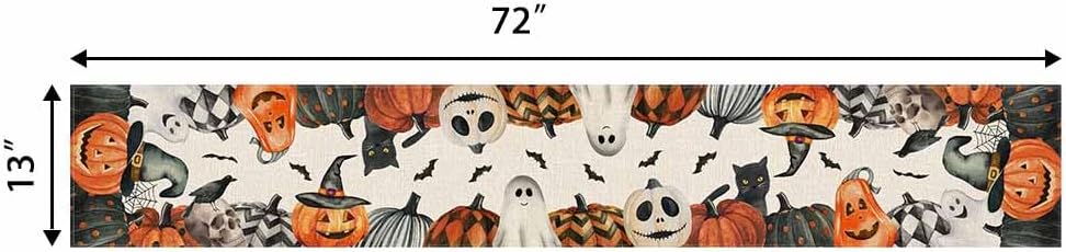 PANDICORN Halloween Table Runner 13x72 Inch