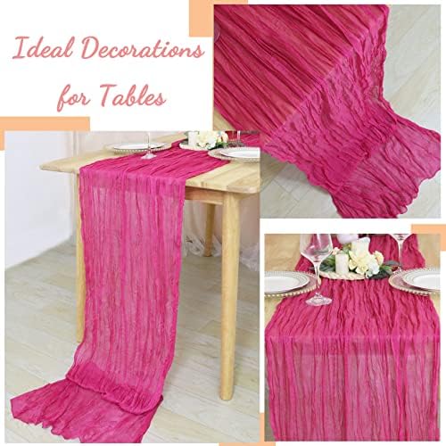 FUHSY Hot Pink Cheesecloth Table Runner 10 Pack