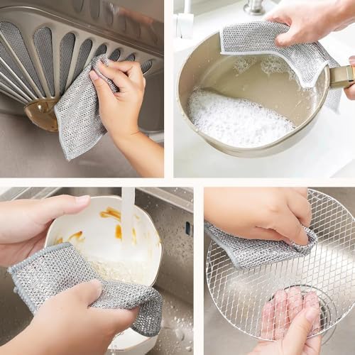 Multipurpose Wire Dish Rags 5PCS Reusable Kitchen Cleaner