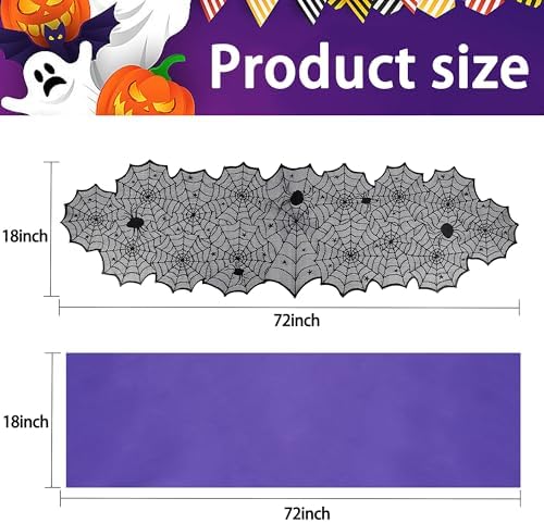 RunNico Halloween Spider Web Table Runner 72 x 18