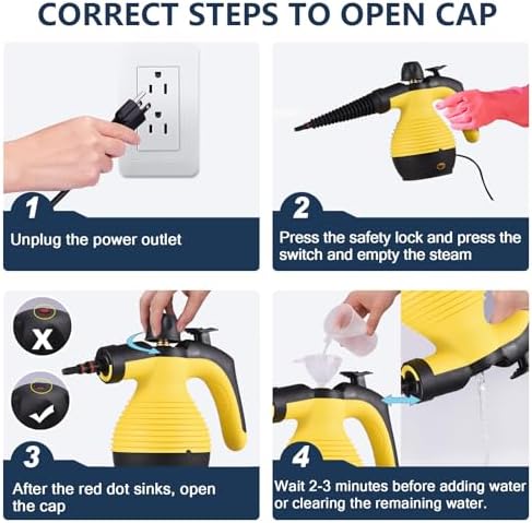 Docreate Handheld Steam Cleaner with 9 PCS Accessory Kit Yellow