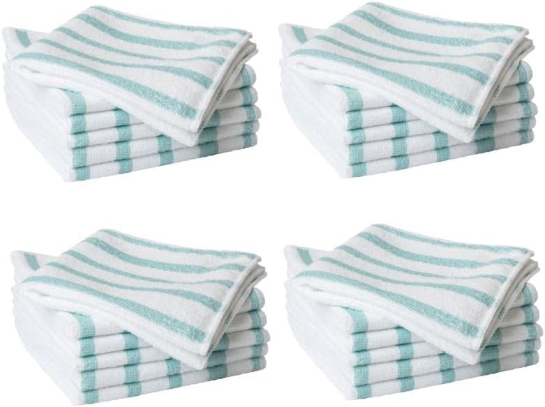Martha Stewart Microfiber Cleaning Cloths 24 Count Teal Stripes