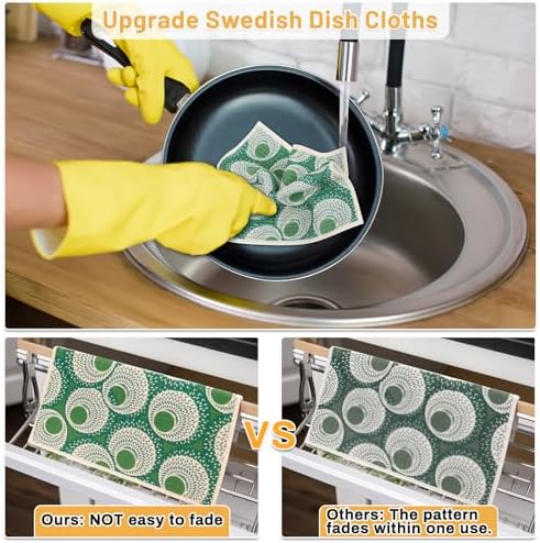 Lucomb 10 Pack Swedish Dishcloths for Kitchen