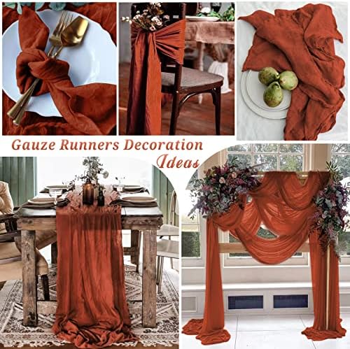 10 Pcs Terracotta Cheesecloth Table Runners 10FT Boho Decor