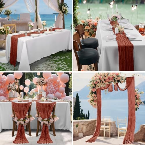 Bailarina 12 Pack Terracotta Cheesecloth Table Runner 17x108 Inch