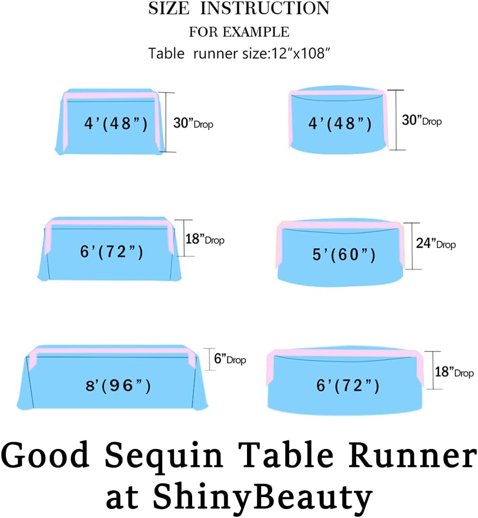 ShinyBeauty Sequin Table Runner with Tassel 12x72 Inch Royal Blue