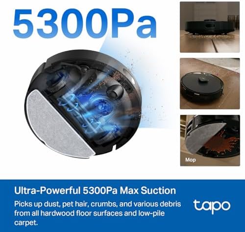 Tapo LiDAR Smart Navigation Robot Vacuum and Mop with Self-Emptying Dock