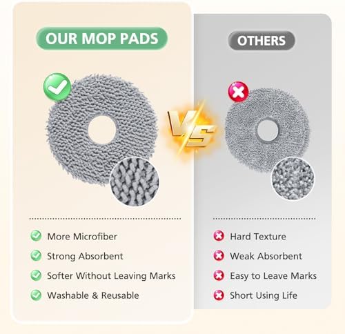8 Pack Microfiber Mop Cloths for Qrevo Pro Compatible Robot Vacuums