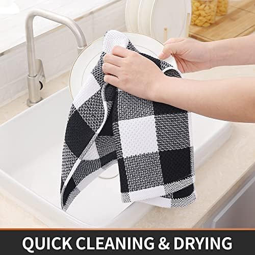 Homaxy Check Plaid Dish Cloths and Towels Set of 8