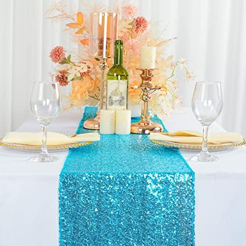 ShiDianYi Turquoise Sequin Table Runners 5 Pack