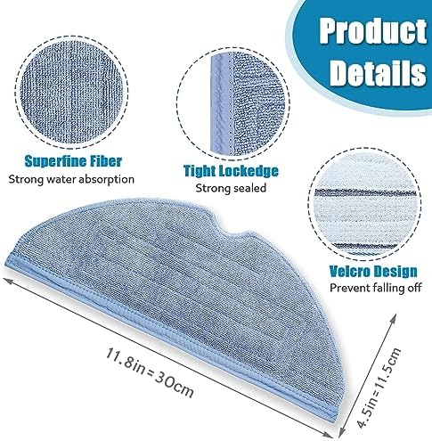 6 Pcs Microfiber Mop Pads for Roborock Robot Vacuums
