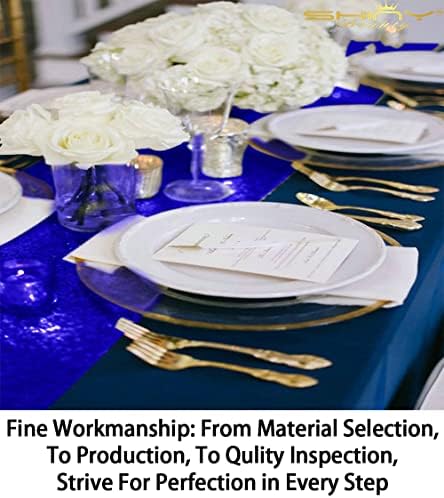 ShinyBeauty Sequin Table Runner with Tassel 12x72 Inch Royal Blue