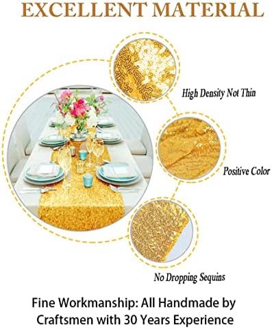 ShinyBeauty 10pc 12x108 Inch Gold Sequin Table Runners