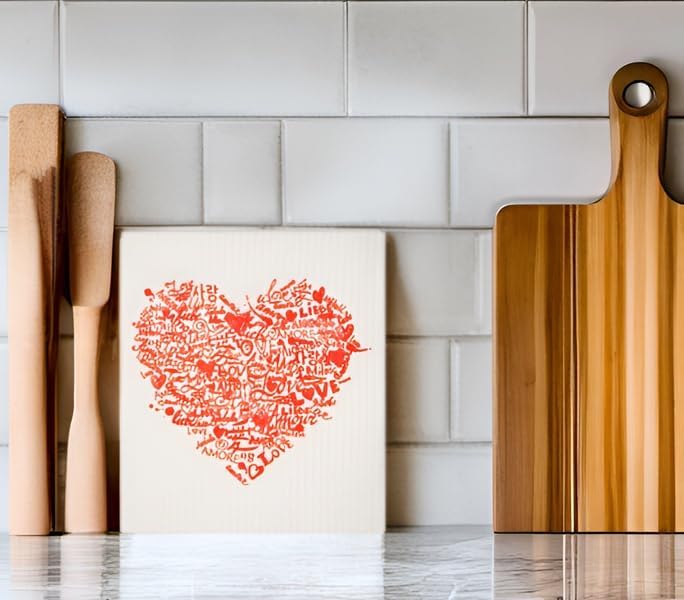 Swedish Dishcloths 2 Pack Heart Print Reusable Sponges