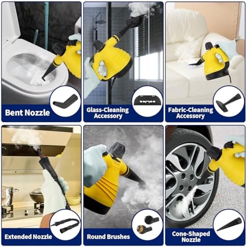 STRCEAT Handheld Steam Cleaner with 12 Accessories and Safety Lock