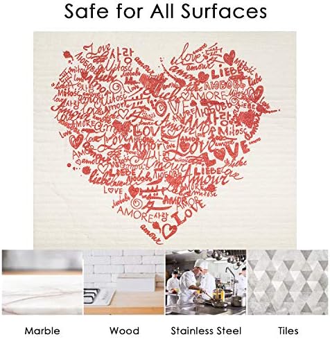 Swedish Dishcloths 2 Pack Heart Print Reusable Sponges