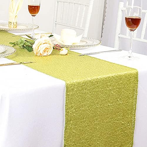 DUOBAO 12x108 Sequin Table Runner - Sparkly Lime Green Decor