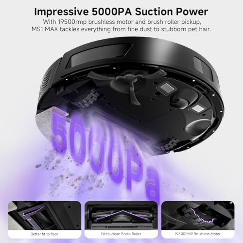 MONSGA Robot Vacuum and Mop Combo with 5000Pa Suction