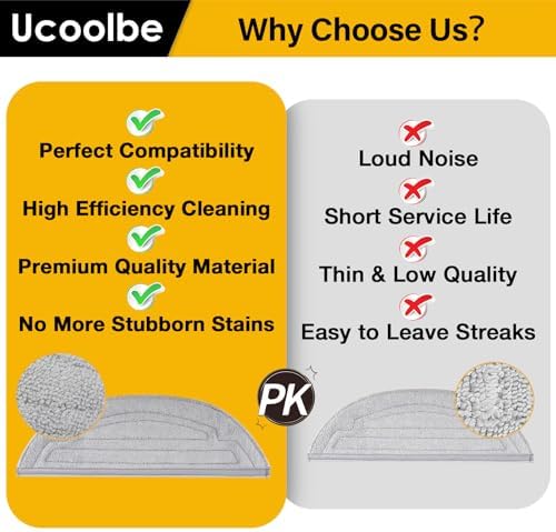 Ucoolbe Roborock Mop Pads 8 Pack Replacement Accessories