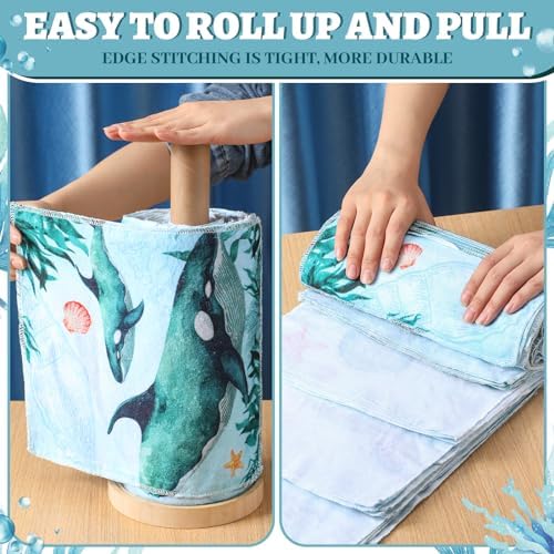 36 Count Reusable Cleaning Cloths Cotton Kitchen Towels Sea Animals Blue