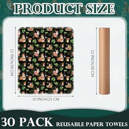 Redbaker 30 Pcs Reusable Paper Towels with Cardboard Roll