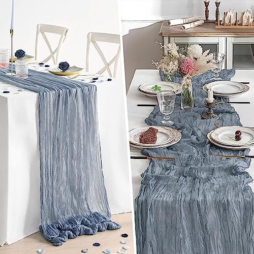 2 Pack 10 Ft Dusty Blue Cheesecloth Table Runners