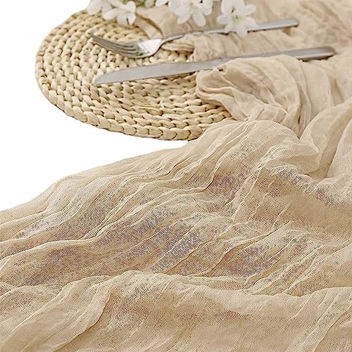 10 Pack 10 Ft Beige Cheesecloth Table Runner
