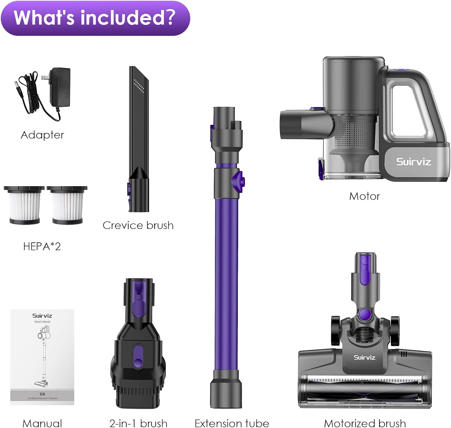Suirviz Cordless Vacuum Cleaner with 40KPA Suction