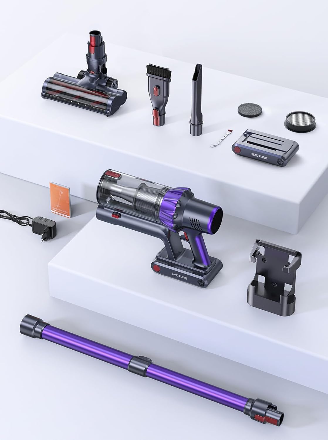 Cordless Vacuum Cleaner with 2 Batteries 110 Min Runtime