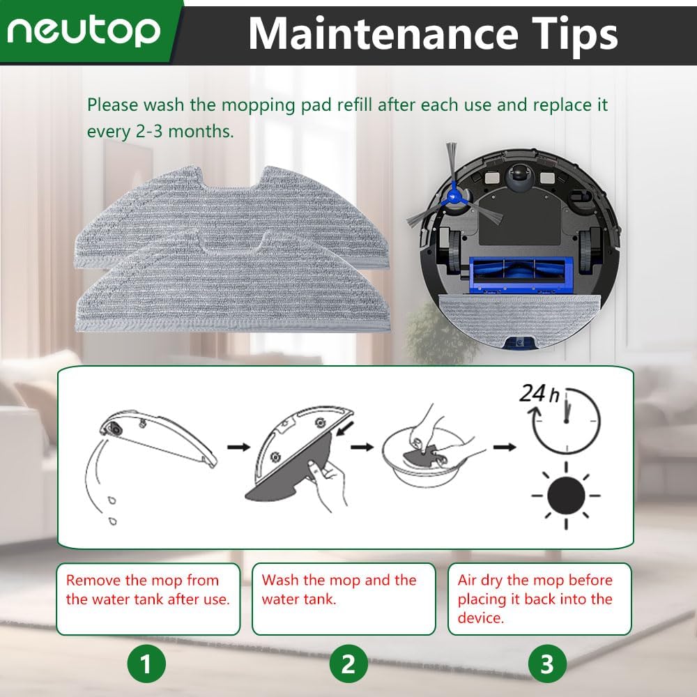 Neutop Replacement Washable Mopping Cloths 6-Pack