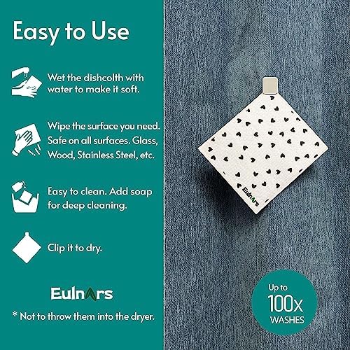Eulnars Reusable Paper Towels 8-Pack with Clips