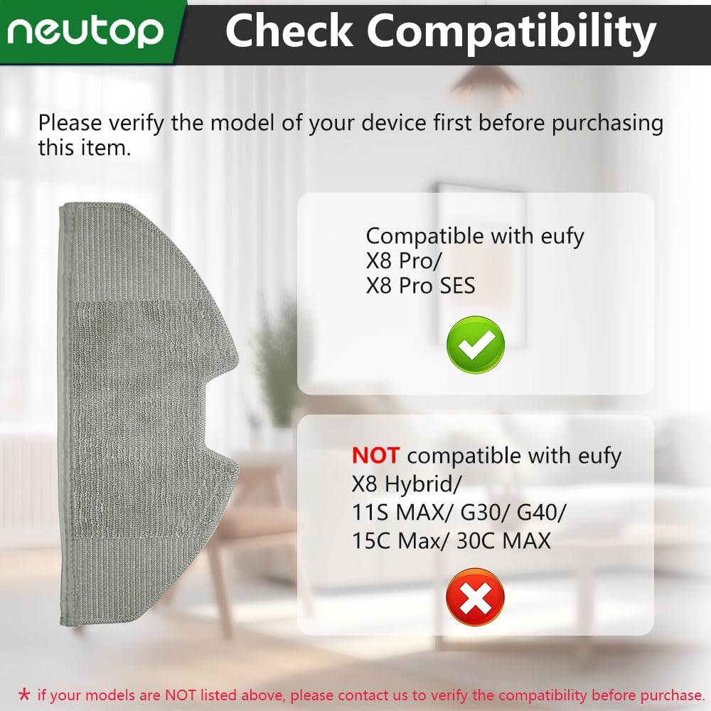 Neutop Replacement Mopping Cloths for eufy X8 Pro 6-Pack