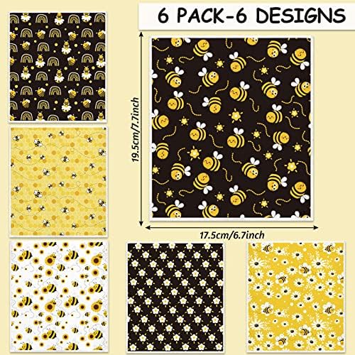Whaline Bee Dish Cloths 6 Pack Yellow Black Hand Drying Tea Towels