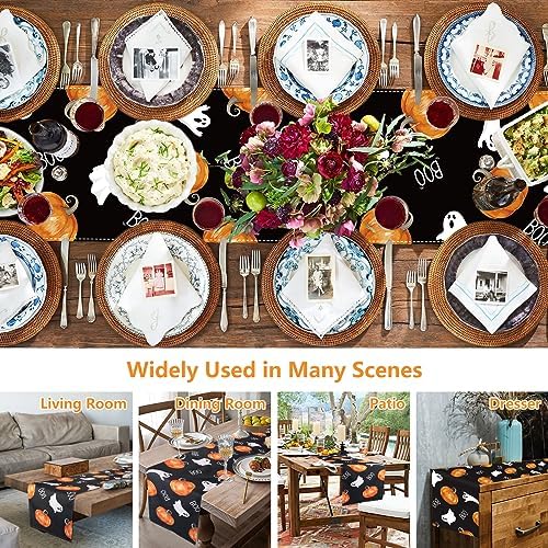 Halloween Table Runner Black Ghost Pumpkin Decor