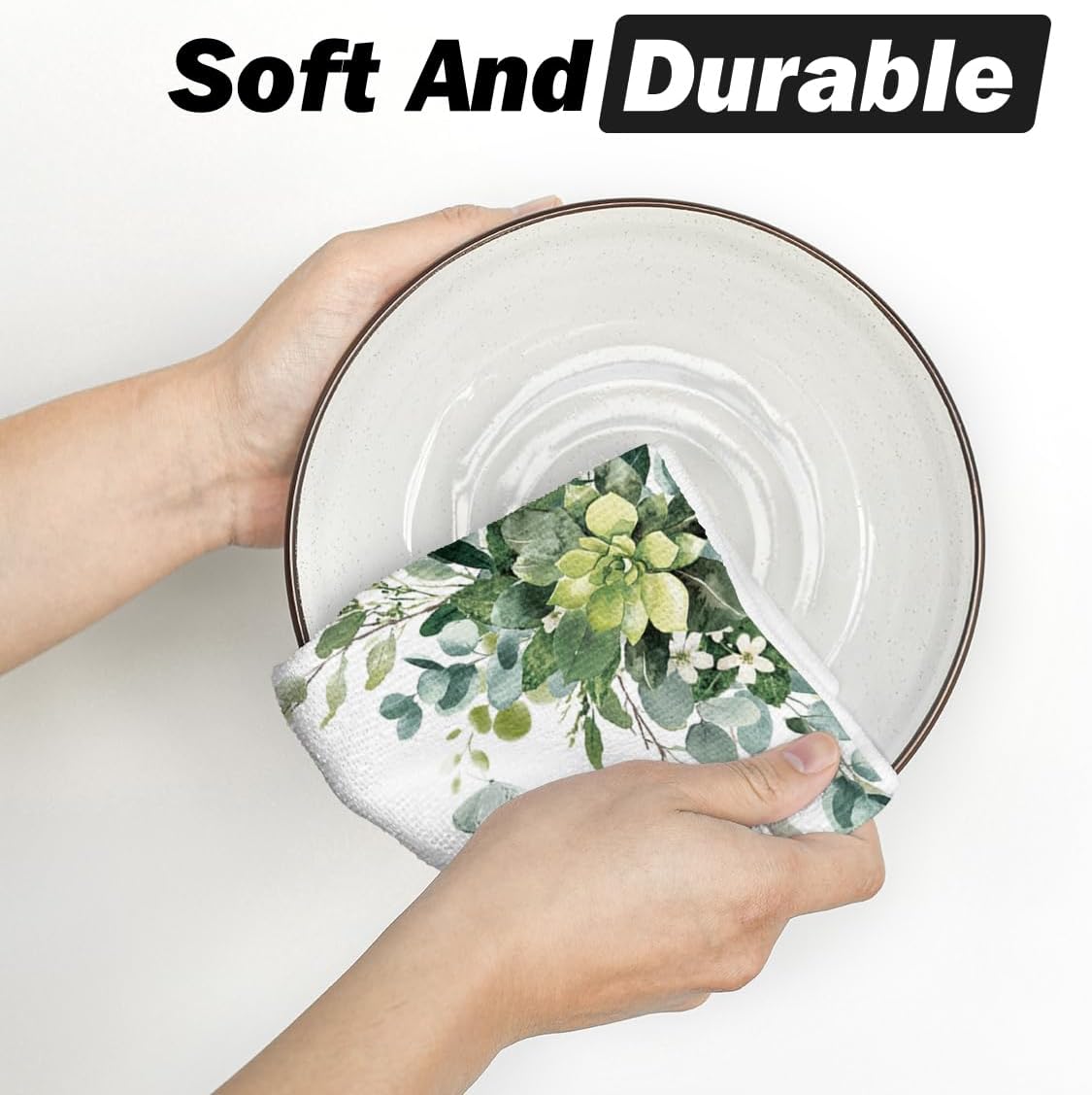 Artoid Mode Eucalyptus Butterfly Dish Towels Set of 2