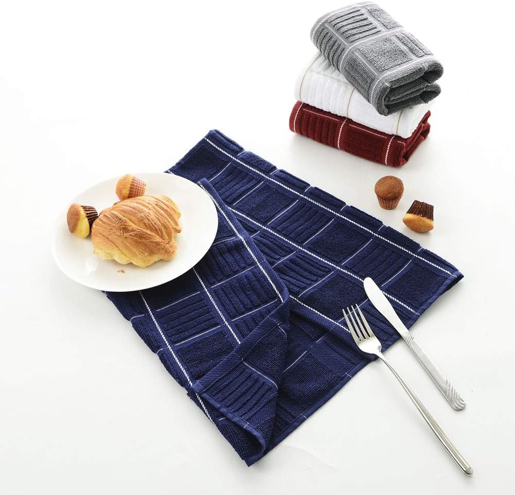 Anyi 100 Cotton Dish Towels Set of 3 Navy