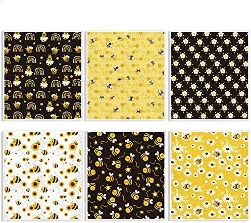 Whaline Bee Dish Cloths 6 Pack Yellow Black Hand Drying Tea Towels