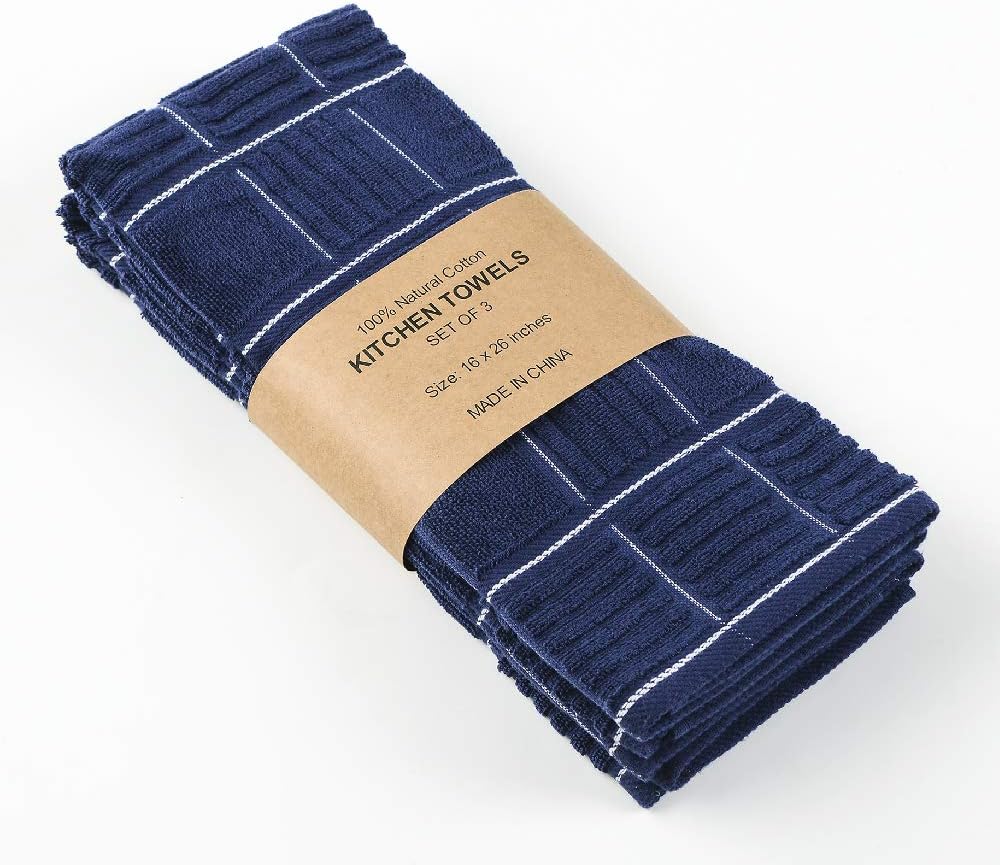 Anyi 100 Cotton Dish Towels Set of 3 Navy