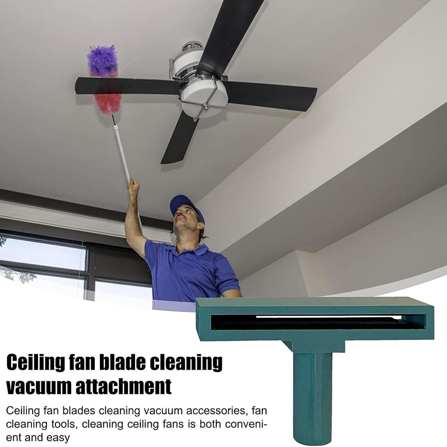 Ceiling Fan Vacuum Cleaner Attachment - Dust Free Cleaning Tool