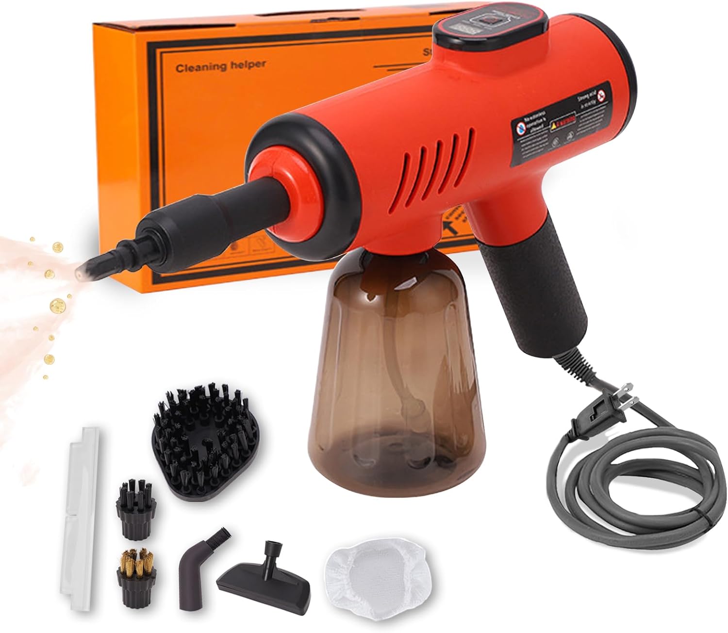 Handheld Pressurized Steam Cleaner with 600ml Tank and 7 Accessories